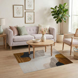 ODIKA Modern Abstract Earth Tone Washable Area Rug - Low Pile Non-Slip Carpet