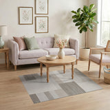 Modern Beige Grey Geometric Block Rug