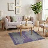 Purple Gray Geometric Striped Area Rug