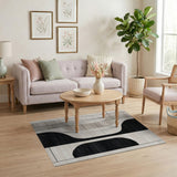 Modern Black Abstract Geometric Area Rug