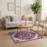 Traditional Persian Pink Floral Medallion Persian Rug
