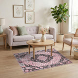 Floral Vintage Pink Floral Vintage Distressed Area Rug