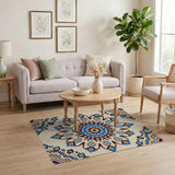 Intricate Blue Terracotta Mandala Area Rug