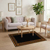 Orange Geometric Border Area Rug