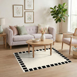 Geometric Modern Black Geometric Border Area Rug