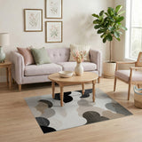 Abstract Neutral Layered Area Rug