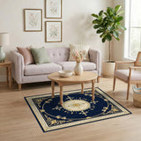 Traditional Persian Navy Blue Gold Medallion Persian Area Rug