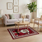 ODIKA Festive Santa Claus Christmas Washable Area Rug, Non-Slip Low Pile Holiday Home Decor