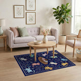 Whimsical Cartoon Cats Donut Area Rug