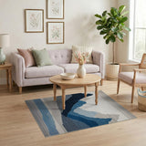 Blue Layered Mountains Geometric Area Rug