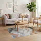 Modern Abstract Geometric Washable Area Rug - Neutral Terracotta Low Pile