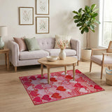 Pink Multi-Heart Woven Area Rug