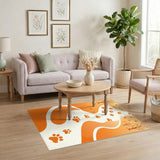 Orange Paw Print Trail Kids Rug