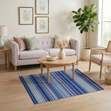 Gradient Blue Striped Area Rug