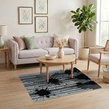 Black Ink Splatter Abstract Area Rug