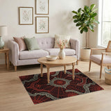 Ornate Red Spider Web Area Rug