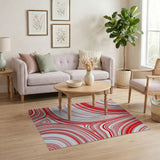 Abstract Area Red Wavy Abstract Area Rug