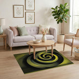 Vibrant Yellow Spiral Geometric Area Rug