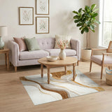 Beige Brown Gold Abstract Wave Area Rug