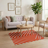 Bold Red Diamond Grid Geometric Area Rug
