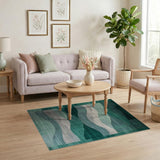 Abstract Area Layered Green Wave Abstract Area Rug