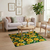 Floral Vintage Vibrant Sunflower Meadow Area Rug