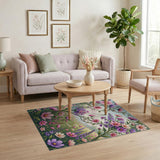 Pink Purple Wildflower Meadow Area Rug