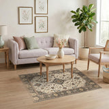 Beige and Neutral Traditional Persian Beige Traditional Persian Medallion Area Rug