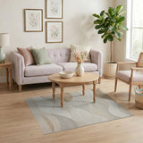 Abstract Area Beige and Neutral Serene Beige Wave Abstract Area Rug