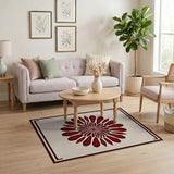Red Mandala Starburst Area Rug