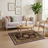 Purple Gold Ornate Traditional Persian Rug