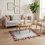 Ornate Red Gold Floral Border Rug