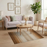 Brown Tan Striped Southwestern Area Rug