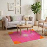 Pink Concentric Circles Geometric Area Rug