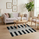 Black and White Geometric Modern Bold Black White Vertical Stripe Area Rug