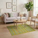Vibrant Yellow Multi-Color Striped Area Rug