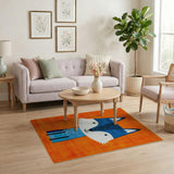 Playful Blue Fox Cartoon Kids Area Rug