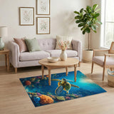 Sea Turtle Coral Reef Coastal Area Rug