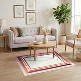Pink Layered Geometric Area Rug