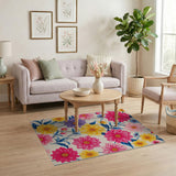 Vibrant Multi-Color Dahlia Floral Area Rug