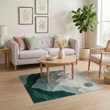 Serene Green Gradient Mountains Area Rug