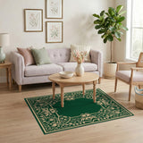 Emerald Green Persian Border Area Rug