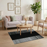 Black White Striped Geometric Geometric Modern Area Rug