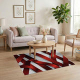 Red Ribbon Cross Geometric Area Rug