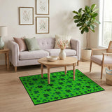 Kids Cartoon Green Lucky Green Shamrock Clover Area Rug