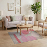 Bold Pink Red Geometric Modern Area Rug