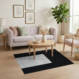 Black White Dotted Geometric Area Rug