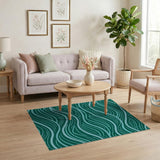 Coastal Beach Blue and Teal Teal Wave Abstract Area Rug