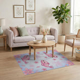 Cute Pink Fish Sakura Blossom Area Rug