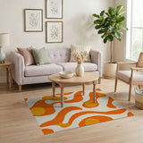 Vibrant Orange Abstract Swirl Rug